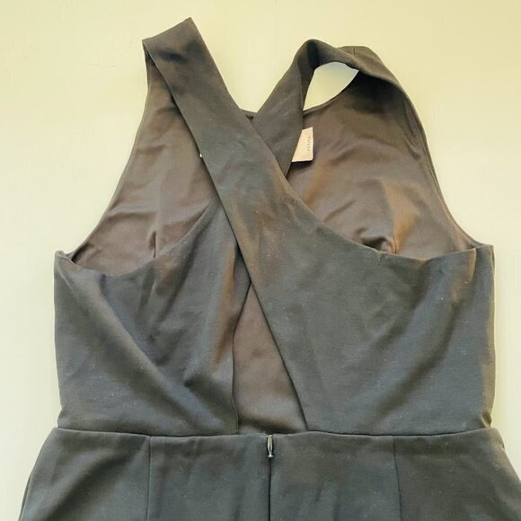 NWT Banana Republic Dress Black Criss Cross Cut OUt Ruffle Flare Hem Sleeveless - Picture 5 of 12